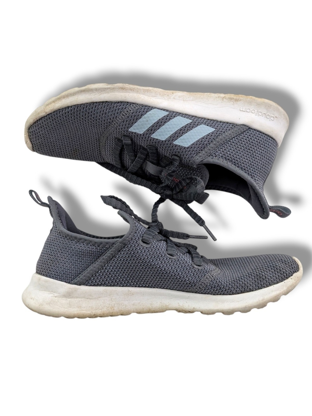 Adidas Cloudfoam Lightweight Gray Knit Sneakers, Size 8